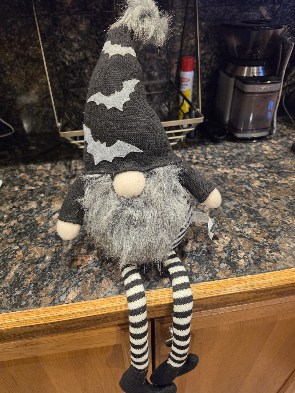 Halloween Bat Gnome Plush – Black & Gray
